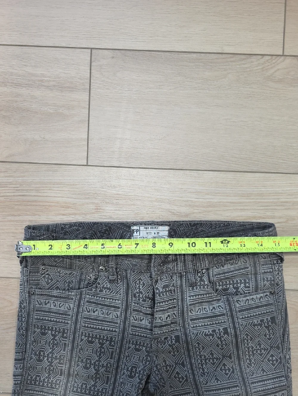 Free People Gray Patterned Slim Leg Pants